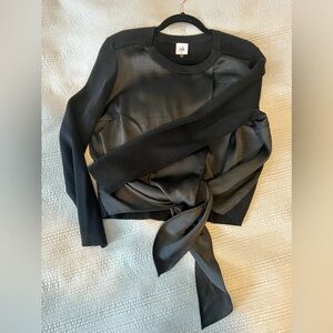 Cabi black knit and silk tied sweater